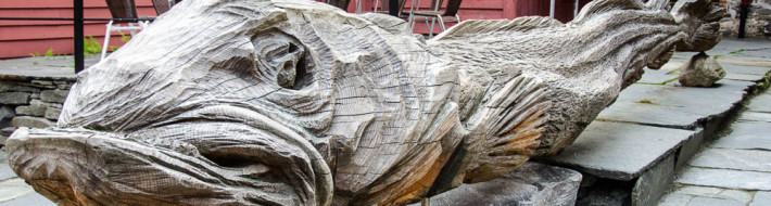 Huge wooden carving of dried cod