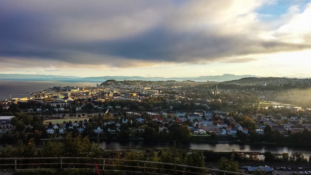 Dramatic skies over Trondheim Norway herald the arrival of autumn