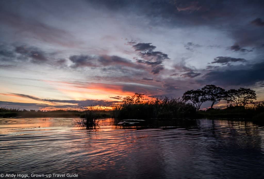 Okavango sunset from water