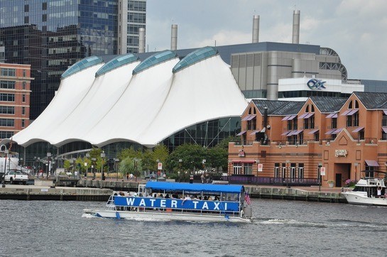 Water taxi crosses Baltimore’s historic Inner Harbor