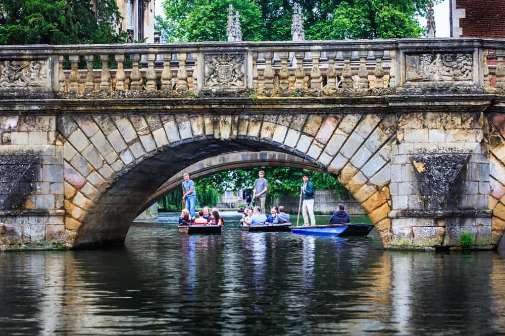 Punting Under Claire bridge Cambridge