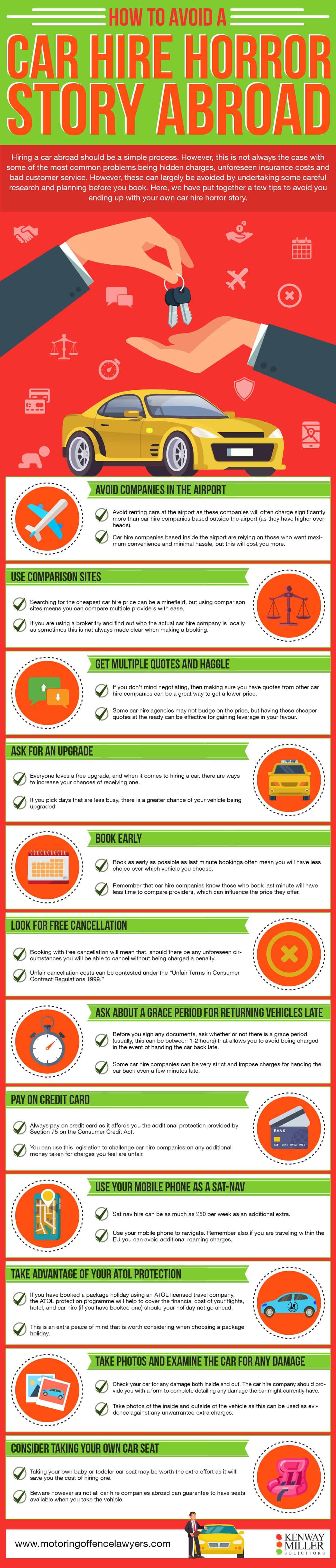 How To Avoid a Car Hire Horror Story Abroad infographic motoringoffencelawyers.com