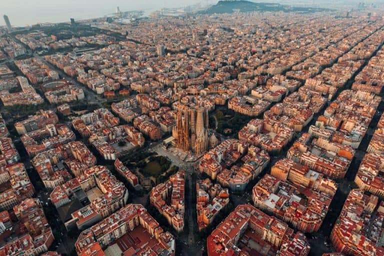 5 days in barcelona - drone view of city